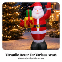 Printed and Sewn Santa with Gift Bag Smooth Inflated Panels Inflatable Santa Father Christmas Raised Arm Holiday Decoration