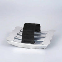 Serrated Metal Horse Grooming Scratcher with Strap Strong Curry Comb with Strap Heavy-Duty Curved Curry Comb Long-Lasting for Barns