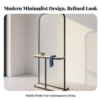 Light-Diffusing Fluted Glass Room Divider Space-Saving Freestanding Glass Partition Lightweight Freestanding Room Partition Rounded Corners for Homeowners, Interior Designers, Office Workers, Entryway, Bedroom, Studio Apartment, Events