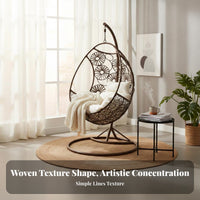 Oval-Shaped-Shaped Swinging Comfortable Pad Freestanding Oval-Shaped Chair Woven Design Patio Furniture for Adults, Homeowners, Backyard, Balcony