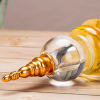 Gold-Toned Stupa with Led Base Translucent Crystal Stupa Glossy for Buddhists, Practitioners, Home Shrines, Meditation Corners, Temples