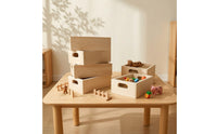5 Pieces Wooden Boxes with Handles Farmhouse Rustic Nesting Box Sensory Play Trays Space-Saving for Children, Playrooms