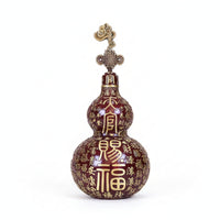 Brass Gourd Ornament Dark Red Indoor Display Gourd Ornament