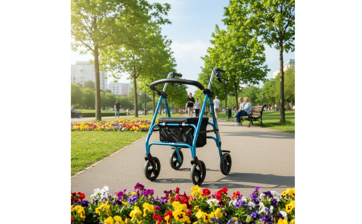 Mobile Walking Assistant Assistance Device with Seat Portable Mobile walkers Assistant Assistance Device Double Brake System Walking Frame