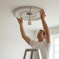 Concentric Rings PU Ceiling Plate Beaded Border Split Ceiling Plate Two-Piece