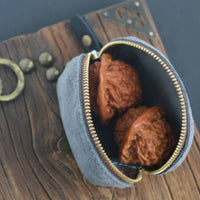 Suede Texture Leather Pouch Gold Zipper Jewelry Storage Pouch Embossed Floral Portable Jewelry Organizer