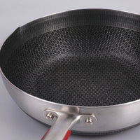 Frying Pan for Stir Fry and Professional Wok Induction Hob, Stainless Steel Wok with Lid, Deep Flat Bottom Fry Pan for Induction, 8.75cm Depth