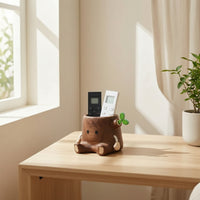 Wooden Pen Holder Solid Wood Stump Pen Holder Wooden Desk Organizer Carved Container Charming for Students, Office, Study