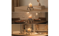 Candle Pedestal with Legs Decorative Pillar Candle Holder Pedestal Display Low-Height Candlestick Round for Tabletop