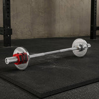 Knurled Grip Weight Plate Barbell Set Silver Look Steel Barbell Set Long-Lasting Fitness Equipment Rust-Resistant for Gym