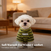 Soft & Comfortable Striped Fleece Pet Sweater Breathable Warm Dog Pullover Lightweight for Small Dogs, Young Canines, Daily Use, Indoor Wear