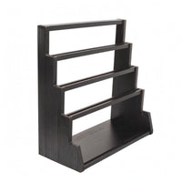 Black Wooden Card Display Rack 4-Tier Tiered Card Stand Angled unobstructedFrame Display Rack Rectangular Base
