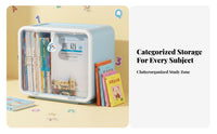 Clear View Stackable Book Bin Space-Saving Handled Storage Bin Large Capacity Desktop Organizer Multi-Purpose for Children, Office Workers, Study Desk, Classroom, Playroom, Shelves