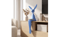 Hare Statue with Book Minimalist Hare Decor Sculpture Stylized Shelf Sitter Statue for Art Collectors, Living Room, Entryway