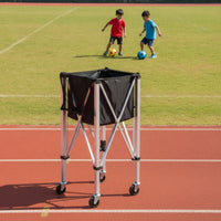 Foldable Ball Storage Cart Collapsible Ball Cart with Side Pocket Mobile Carro Para Equipos Deportivos Compacto for Gyms