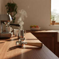 304 Stainless Steel 58mm Double Spout Portafilter Ergonomic Grip Coffee Making Tool for Baristas