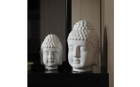 Matte White Ceramic Buddha Head Easy to Clean Buddha Head Statue Simple Bust Sculpted for Desk