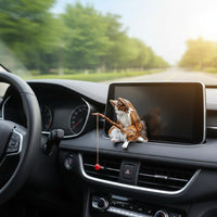 Fishing Cat Figurine Adorable Car Dashboard Cat Artistic Adornment Resin Kitten Statue for Air Vent