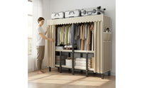Easy Assembly Foldable Wardrobe Space-Saving Design Collapsible Storage Wardrobe Sturdy and Stable Installation-No-Assembly Clothes Rack Heavy-Duty Frame for Renters, Students, Rental Room, Temporary Housing