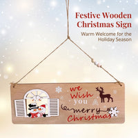 Wooden Hanging Sign Merry Christmas Indoor Outdoor Festive Wooden Plaque for Christmas Tree Ornament Rustic Aesthetic Jute Rope Hanger