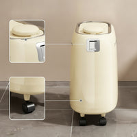 Slim Trash Can with Press Lid Wheeled Trash Bin with Wheels Waste Basket Space-Saving for Bathroom, Toilet