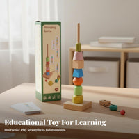 Educational Rainbow Lacing Beads Set Fine Movement Skills Development Wooden Stacking Beads Toy Hand-Eye Coordination for Preschoolers