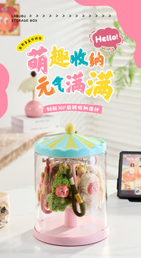 Rotating Display Case for Collectible Figures, Transparent Dustproof Stand