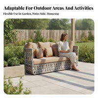 3 Pieces Nordic Design 2-Chair and Table Patio set Woven and design Outdoor Furniture Leisure Seating Garden Furnishings Weather-Resistant for Guesthouse Owners, Homeowners, Apartment Dwellers, Courtyard, Porch, Balcony, waterside