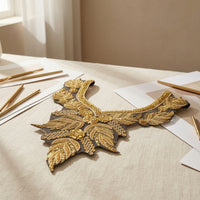 Beaded Applique with Rhinestones Handmade V-Neck Collar Applique DIY