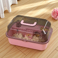 Transparent Hamster Cage with Handle, Luxury Acrylic Hamster Habitat Made of Synthetic Resin, Portable Outdoor Hamster Cage for Transparent Viewing