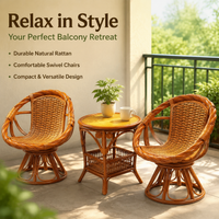 6 Piece Rattan Garden Furniture Set, Reddish Brown Garden Table and Chairs, Patio Furniture Set with Cushions for Alfresco Dining