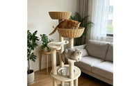 Multi-Level Cat Sisal-Wrapped Posts-Wrapped Soft Cat Climbing Structure Clear Round Inset Scratching Surface Structure