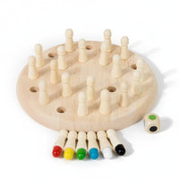 Wooden Memory Chess Parent-Child Interaction Wooden Memory Chess Game Family Engaging Color Matching Board Game for Preschoolers, Kindergarten