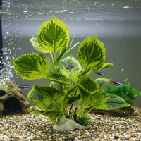 Aquarium Artificial Plant Decor - Large Leaf Banyan & Colorful Foliage