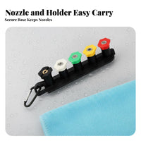 Portable Holder 5 Color Coded Spray Nozzles Universal Fit 1/4 Inch Quick Connect Nozzle Kit Long-Lasting Construction for Car Washing