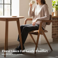 Upholstered Wood Armchair With Armrests Upholstered Wooden Chair 20th-century classicperiod Modern Design Accent Seat for Families, Dining Room, Home Office, Bedroom