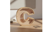Decorative Wooden Letter Piggy Bank Educational Gift Alphabet Cash Box for Toddlers, Nursery, Bedroom, Desktop