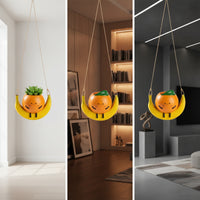Cute Banana Planter Novelty Swinging Face Planter Small Flower Pot with Drainage Hole Decorative for Windowsill