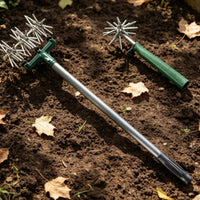 Rust-Proof Manual Rotary Tiller Long Handle Soil Loosener Toothed Wheel Cultivator for Gardeners, Homeowners, Garden, Vegetable Plot, Flower Bed