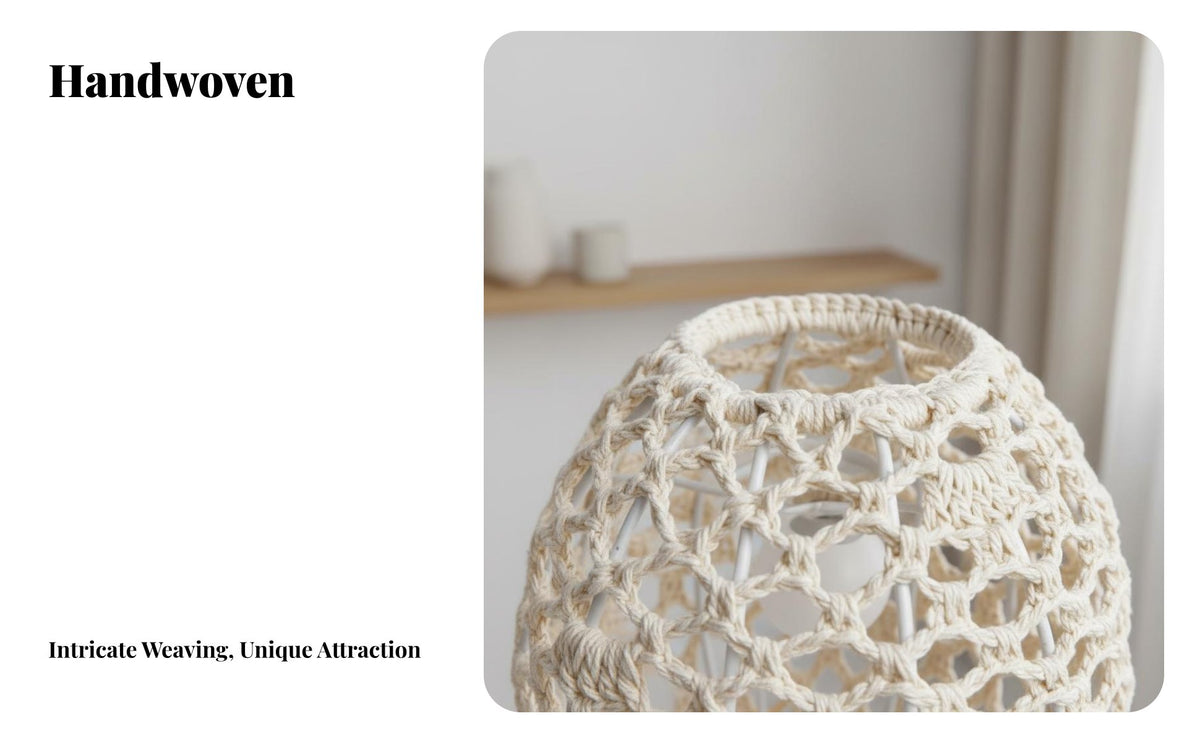 Macrame Lamp Shade Natural Aesthetic Boho Hanging Lamp Shade Handmade Cotton Rope Lantern Creates Warm Atmosphere for Guesthouse
