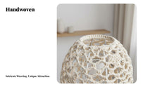 Macrame Lamp Shade Natural Aesthetic Boho Hanging Lamp Shade Handmade Cotton Rope Lantern Creates Warm Atmosphere for Guesthouse