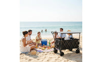 Portable Foldable Camping Wagon 360° Rotating Wheels Collapsible Outdoor Utility Carrier Large Capacity Heavy Duty Folding Wagon Steel Frame for Picnic, Gardening, Beach, Shopping