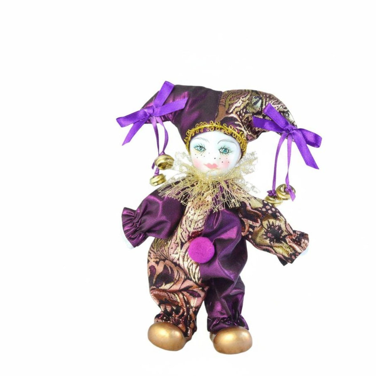 Italian Good Luck Doll Souvenir Gift Ceramic Court Entertainer Figurine Poseable Clown Doll Hand-Painted Face House Decoration