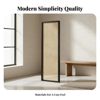 Rattan Screen Divider Modern Minimalist Design Woven Wood Frame Divider Wooden Structure Frame Cane Screen for Bedroom, Restaurant, Studio Apartment
