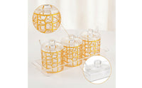 3 Pieces Acrylic Seasoning Jar with Spoon and Tray Textured Condiment Canister with Lid Transparent Seasoning Pot with Base Food-Grade for Kitchen