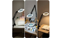 Clamp-on Magnifying Lamp LED Desk Magnifying Lamp Desk Magnifier with Light Dimmable for Crafters, Crafting, Repair Tasks