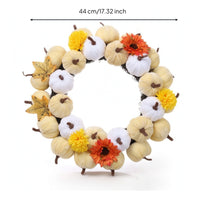 Autumn Wreath Farmhouse-Themed Thanksgiving Wreath Artificial Decorations for Entryway, Mantel