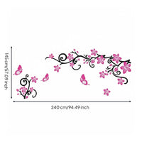 Easy to Install 3D Cherry Blossom Tree Sticker No Residue Cherry Blossom Wall Decal Repositionable 3D Flower Wall Sticker Peel and Stick