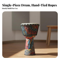 Rope-Tuned Djembe Tunable Percussion Instrument Goatskin Handheld Drum for Beginners, Musicians, Home Rehearsal Concert Performances