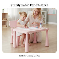 3 Pieces Childchild-safe Design 3-Piece Toddler Seating Group Easy to Clean Adjustable Height Rectangular Table with Chairs Multi-Purpose children's Furniture Lightweight for Preschoolers, Daycare Providers, Kindergarten, Playroom, Classroom, Crafts